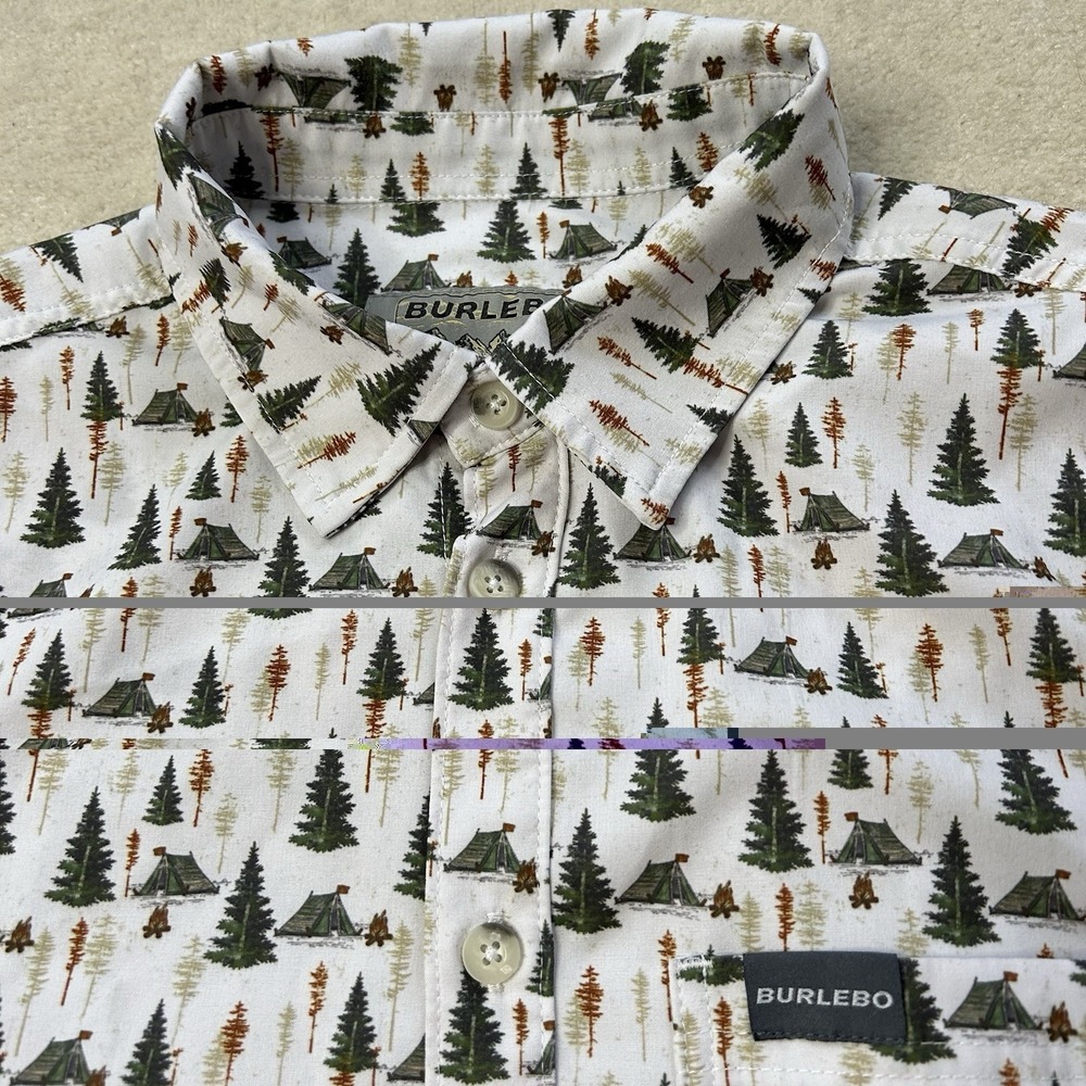 Burlebo Shirt Men's Small Button Up Shirt Performance Short Sleeve Camping
